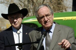 Farm Bill Discussion in Colorado Sen. Ken Salazar, D-Colo., left, and Senate Agriculture Committee Chairman Tom Harkin, D-Iowa, hold an Agriculture Committee field-hearing on the 2007 Farm Bill in Colorado. March 12, 2007. (AP Photo/The Denver Post, Hyoung Chang)